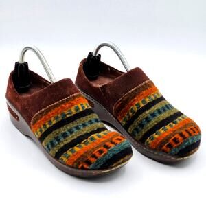 Born Kimmy Mule Clogs Womens 7 Multicolor Wool Leather Slip On Comfort Wedge